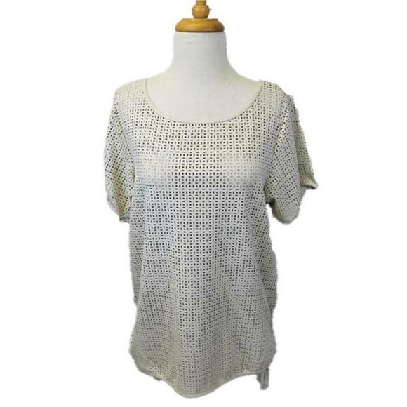 Insight M Off White Boxy Tee ~Boutique~ Laser Cut | Microsuede | Layering - Picture 1 of 8